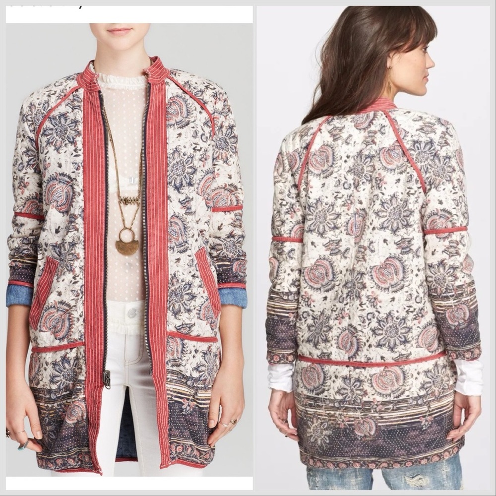FREE PEOPLE Belario reversible paisley chambray jacket, S. - Picture 3 of 13